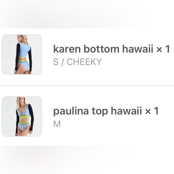 NWT OneOne Swimwear Bikini Set Hawaii Karen Paulina Long Sleeve High Waist NEW - Picture 12 of 12